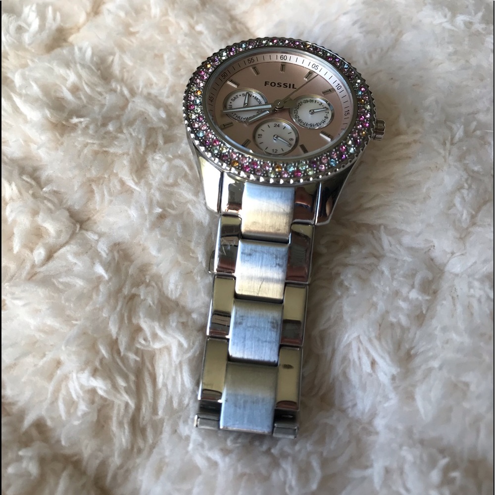 FOSSIL watch with multicolored rhinestones - Picture 7 of 8